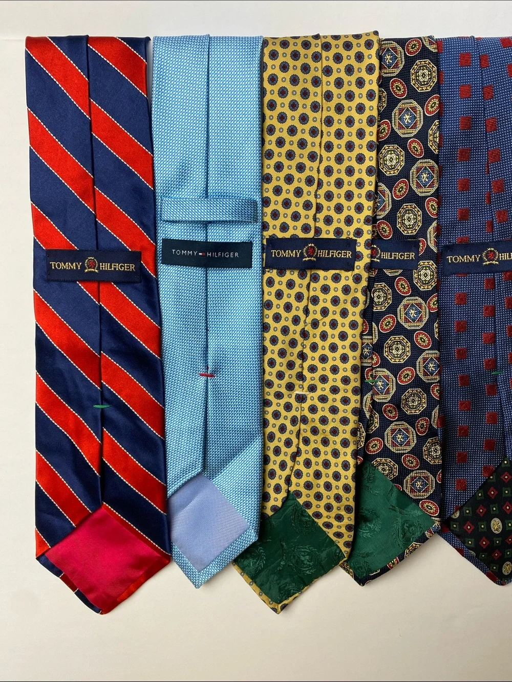 Vintage Tommy Hilfiger Men's Tie Bundle (7) - Blue, Red, Yellow, Maroon